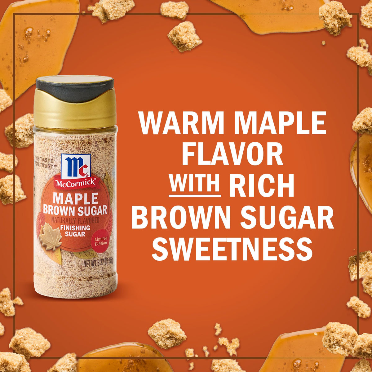 McCormick Finishing Sugar, Pumpkin Spice, Limited Edition, Sweet Blend of Warm Pumpkin Spices, The Perfect Finish for Cookies, Muffins, Pancakes, Bread, and More, 3.66 oz