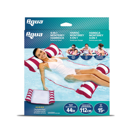 Aqua 4-in-1 Monterey Hammock Pool Float & Water Hammocks – 2-3-4 Multipacks – Multiple Colors/Styles – for Adults and Kids Floating
