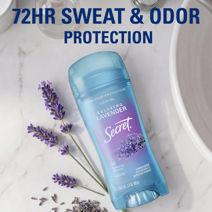 Secret Fresh Antiperspirant Deodorant for Women, 72hr Breathable Sweat & Odor Protection, Instant Freshness & Gentle, PH Balancing Minerals, Clear Gel, Relaxing Lavender Scent, 2.6 oz