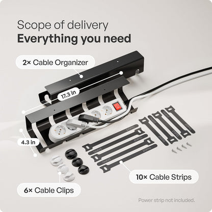 PAMO Cable Management Under Desk, Set of 2 - Black