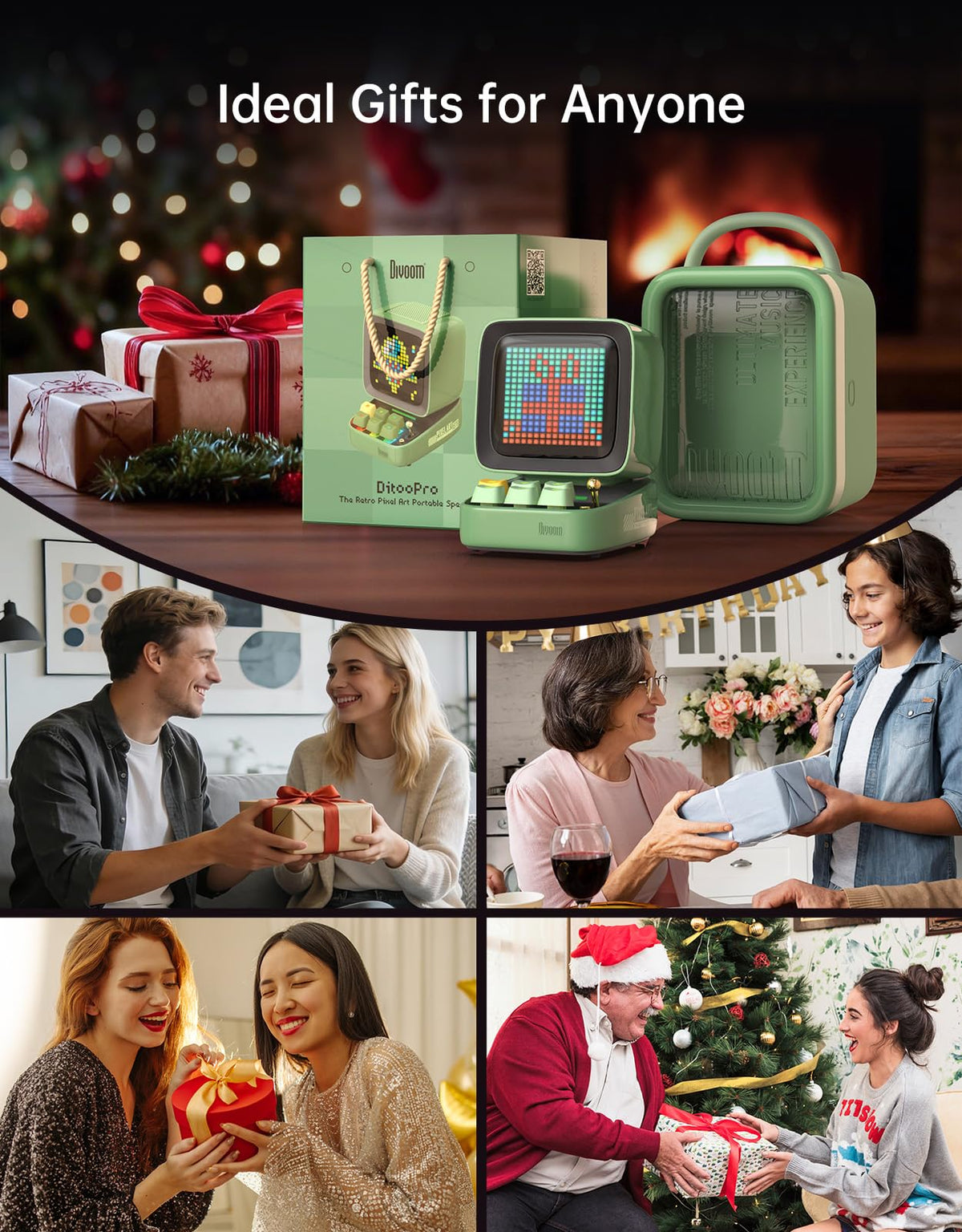 Divoom Ditoo Retro Pixel Art 15W Bluetooth Speaker,Cute Speaker with Alarm,White Noise & Mini Games,Iconic Desk Setup Speaker with 16X16 LED App Controlled Front Screen,Gifts for Anyone (Pink)