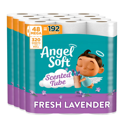 Angel Soft Toilet Paper, Fresh Lavender Scented Tube, 8 Mega Rolls, 2-Ply