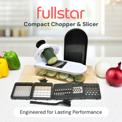 Fullstar Mandoline Slicer for Kitchen - Vegetable Chopper, Onion Potato Food Veggie Fruit Slicer and Cutter with Container, Kitchen Gadgets & Gifts, Home Essentials (10-in-1, White/Black)