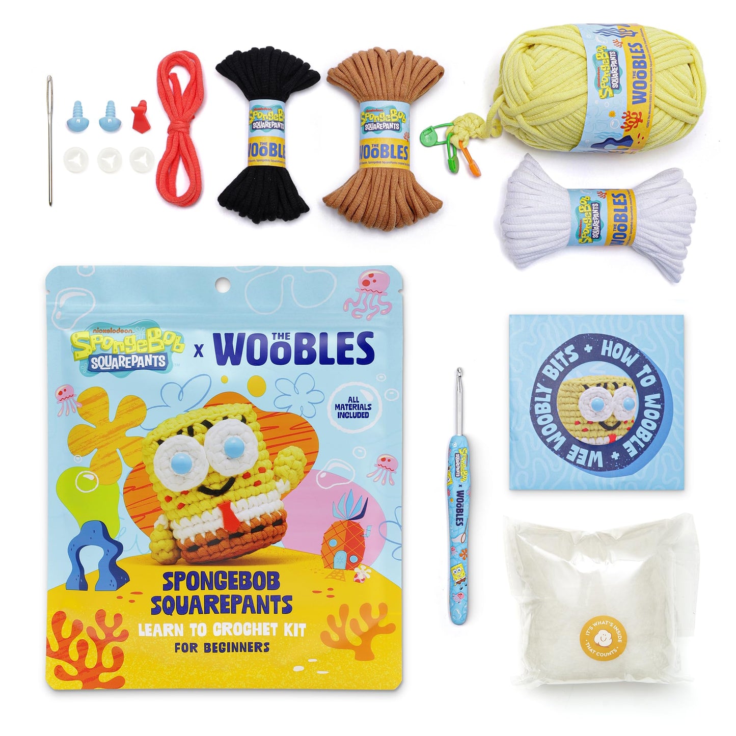 The Woobles Crochet Kit for Beginners – Spongebob Squarepants Craft Kit with Easy Peasy Yarn for Adults & Young Crafters, As Seen On Shark Tank, Step by Step Video Tutorials (Gary The Snail)