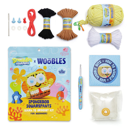 The Woobles Crochet Kit for Beginners – Spongebob Squarepants Craft Kit with Easy Peasy Yarn for Adults & Young Crafters, As Seen On Shark Tank, Step by Step Video Tutorials (Gary The Snail)