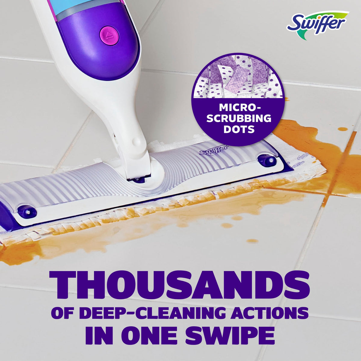 Swiffer Power Mop Refill Solution, Floor Cleaner for Mopping Tile, Vinyl, Laminate, Wood in Home, Bathroom, Kitchen, All Purpose Multi-Surface Solution for Floor Cleaning, Lavender Scent, 50.6oz