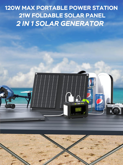 MARBERO 237Wh Solar Generator with Solar Panel Included Portable Power Station 300W Pure Sine Wave with Foldable Solar Panel 60W Set for Camping Outdoor Hiking Fishing Emergency