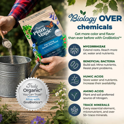 Organic Plant Magic Fertilizer & Plant Food for House Plants & Garden 1/2lb
