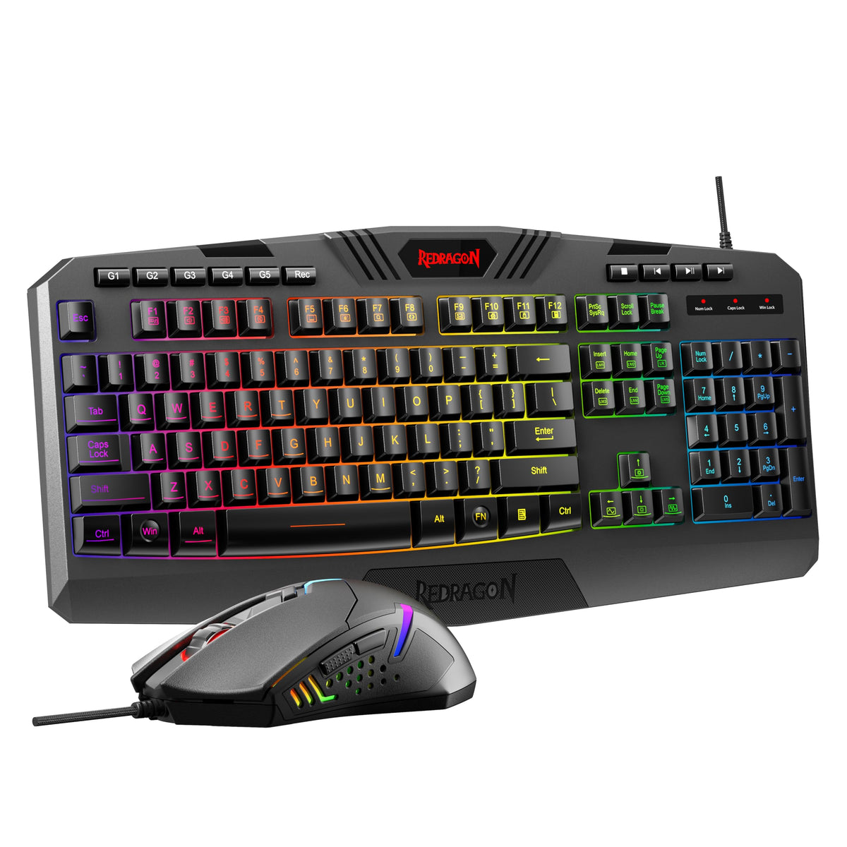 Redragon S101M-KS Gaming Keyboard and Mouse Wireless with Tri-Mode, RGB Keyboard and 4800 DPI Gaming Mouse, 10 Independent Multimedia Keys for Wins, PC, Computer, Wireless S101 Ideal for Gamer