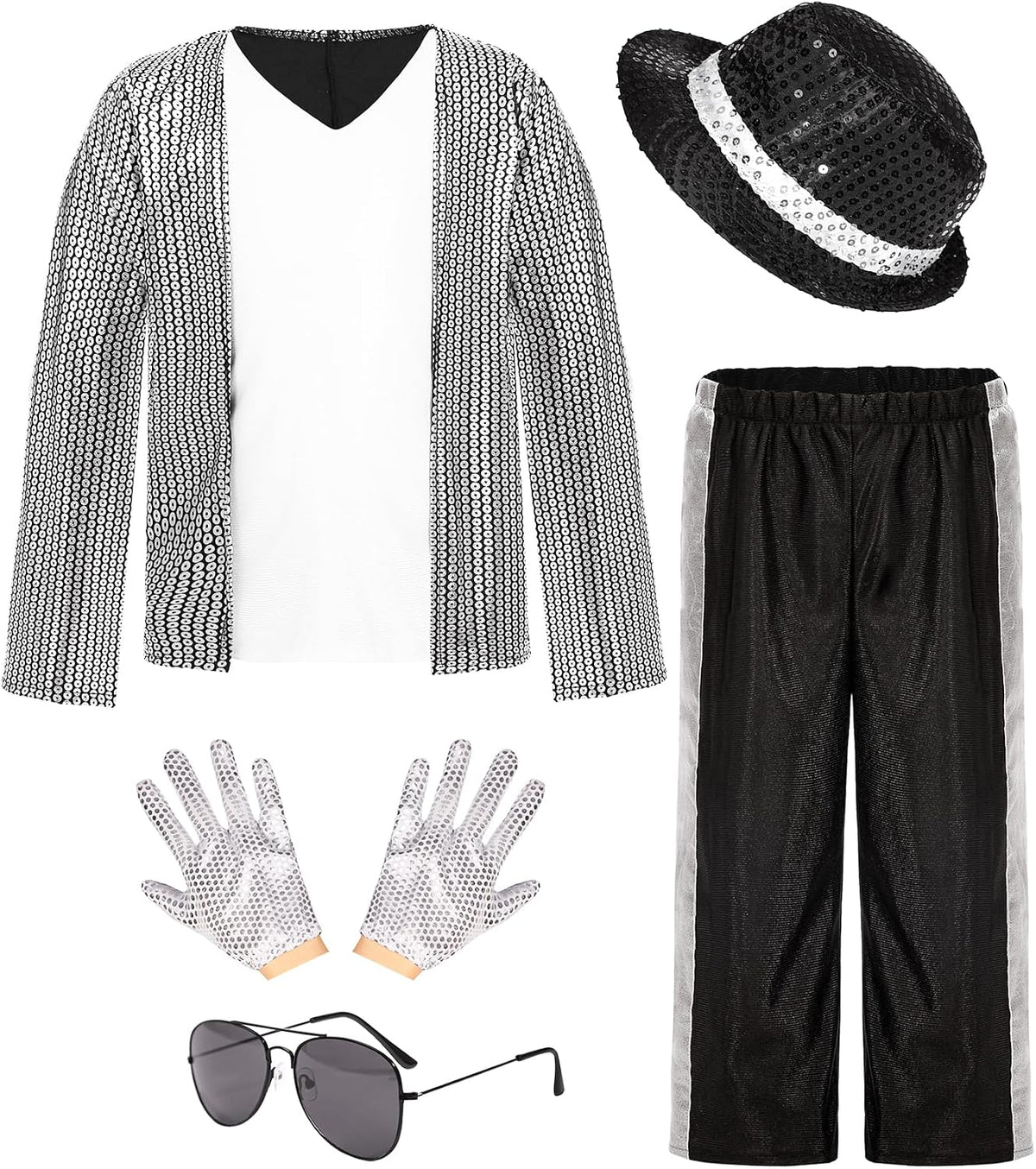 Kids Dance Star Costume for Boys 80s 90s Hip Hop Stage Outfits for Halloween Cosplay