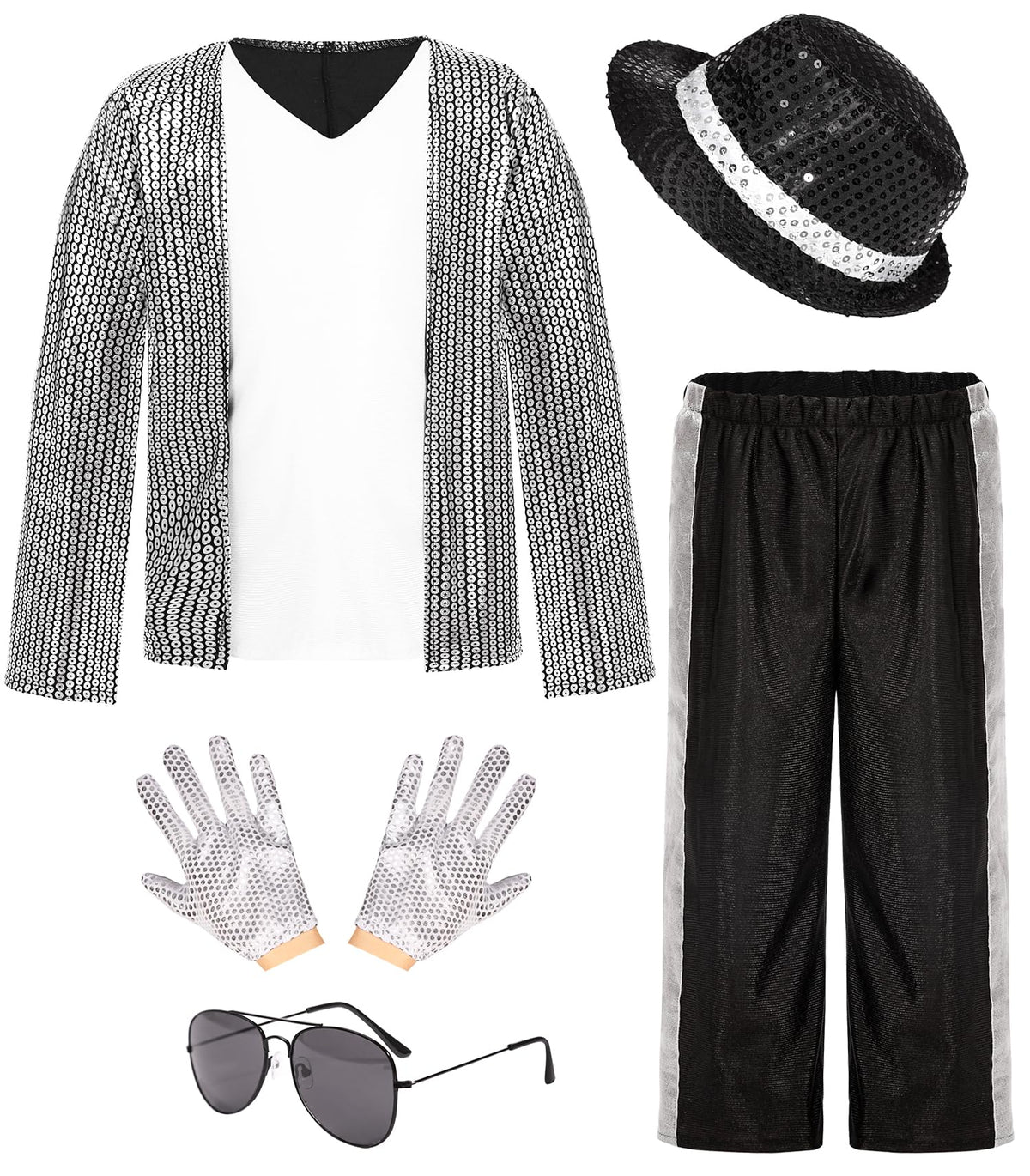 Kids Dance Star Costume for Boys 80s 90s Hip Hop Stage Outfits for Halloween Cosplay