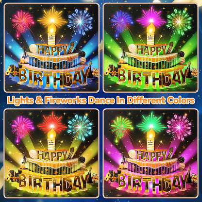 MZD8391 Pop Up Birthday Card with Music, Light, Firework For Men Women