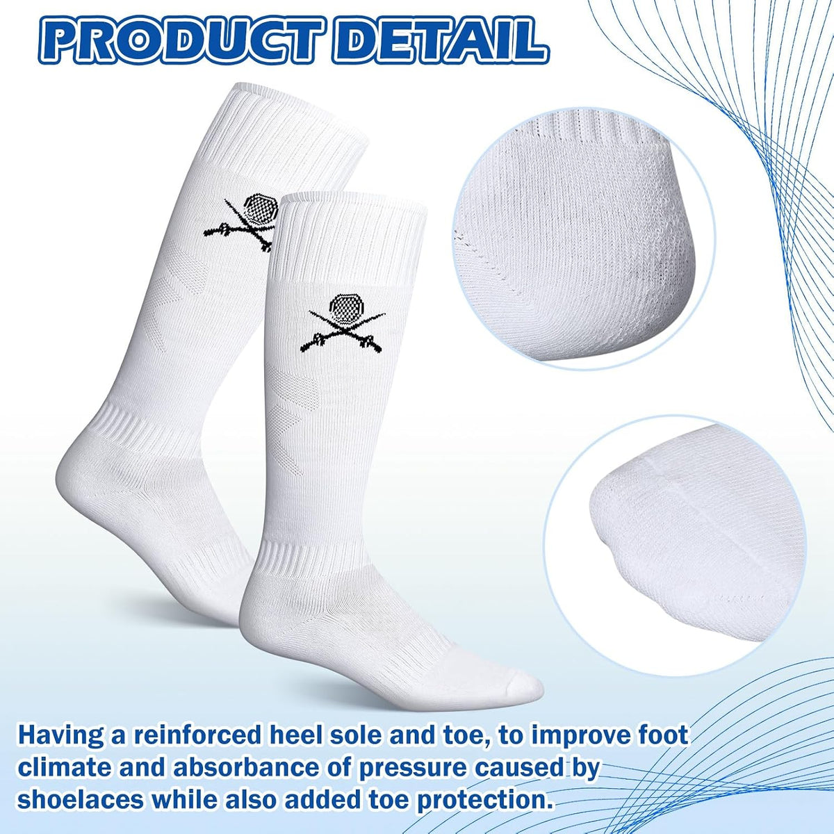 5 Pairs Fencing Socks for Men Youth Novelty Christmas Fencer Gifts