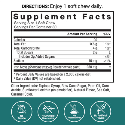 Force Factor Superior Sea Moss Gut Health + Skin Support, Support Gut Health & Healthy Skin, Hair & Nails, Boost Energy & Immune Health, with Biotin & LactoSpore Probiotics, S’Mores, 60 Soft Chews