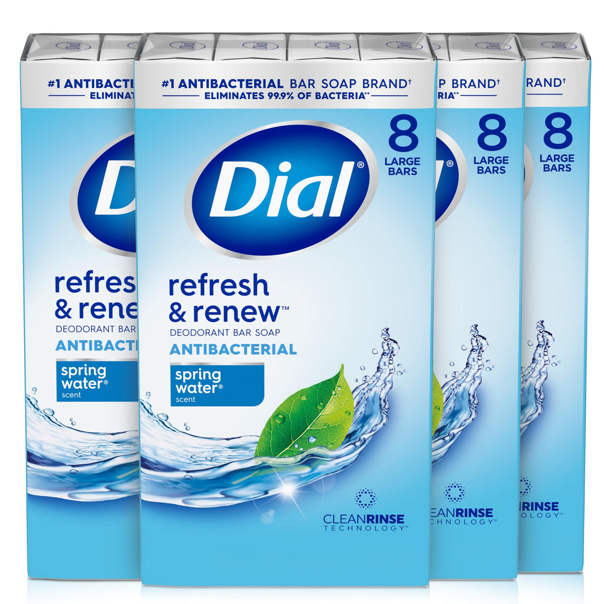Dial Antibacterial Bar Soap, Calm & Soothe Lavender & Jasmine Deodorant Bar, 4oz (8 Bars)