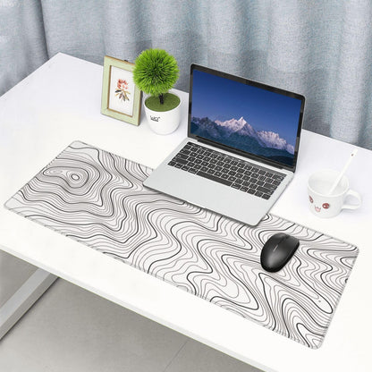 Gaming Mouse Pad, Large Black and Green Line Topographic Mousepad Laptop, Extended Mouse Mat, Long XL Waterproof Keyboard Pads, Big Non-Slip Mousepads for Game Office Home, 31.5 x 11.8 in