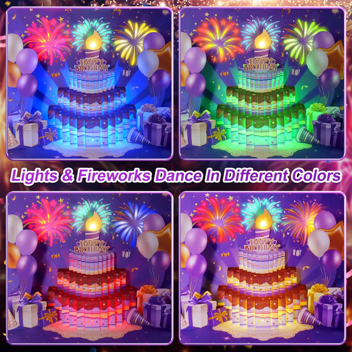 MZD8391 Pop Up Birthday Card with Music, Light, Firework For Men Women