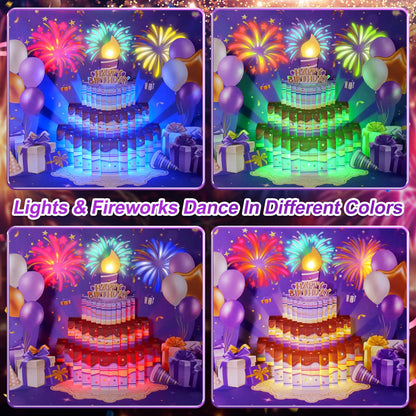 MZD8391 Pop Up Birthday Card with Music, Light, Firework For Men Women