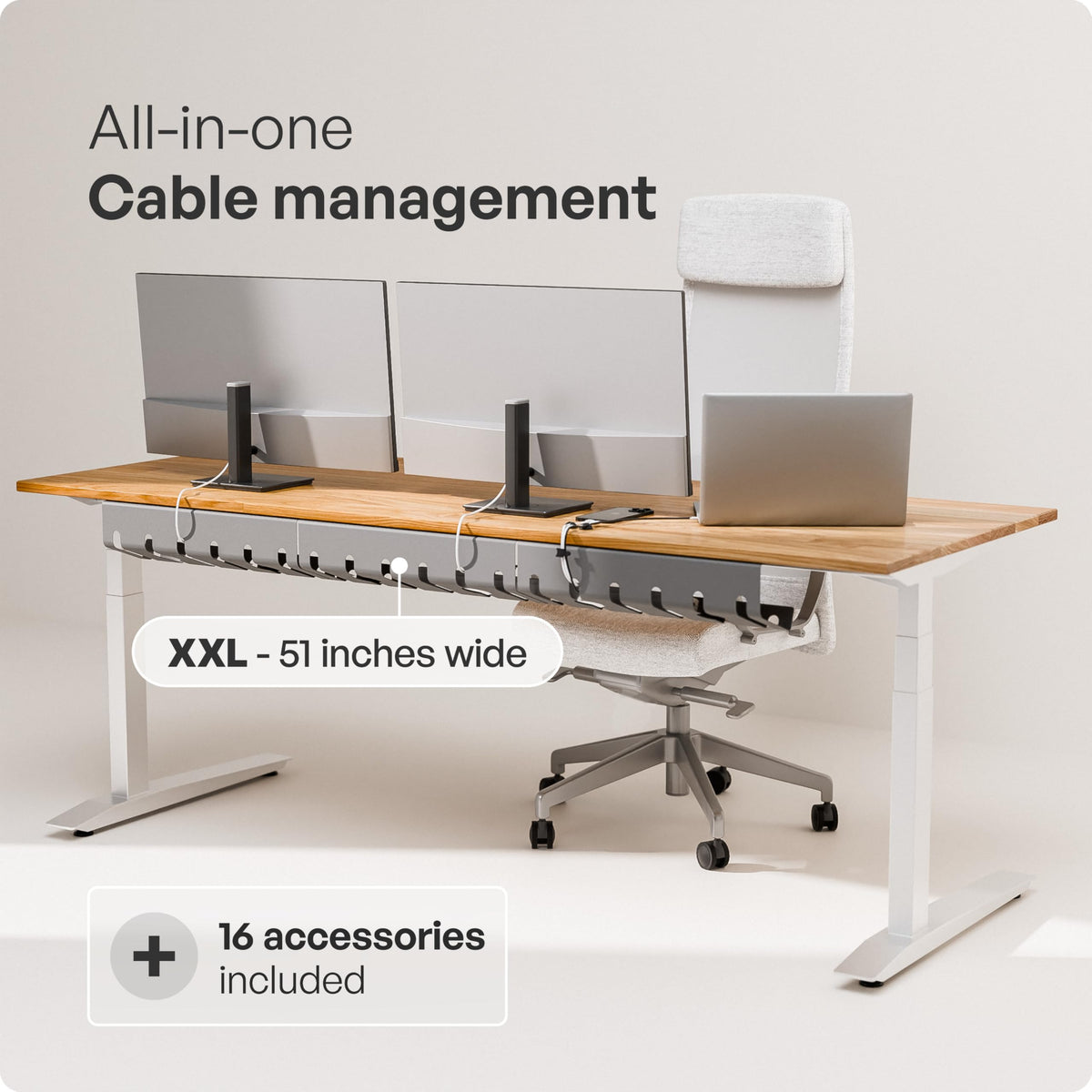 PAMO Cable Management Under Desk, Set of 2 - Black