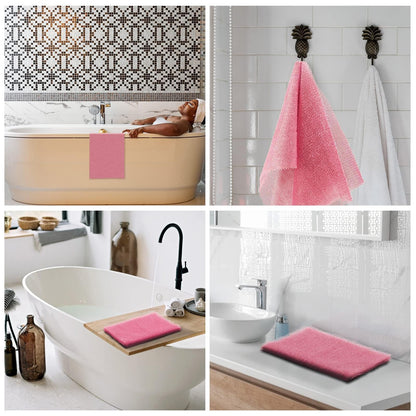 UJFQBH 3 Pieces African Bath Sponge African Net Long Net Bath Sponge Exfoliating Shower Body Scrubber Back Scrubber Skin Smoother,Great for Daily Use (Pink,Yellow,Purple)