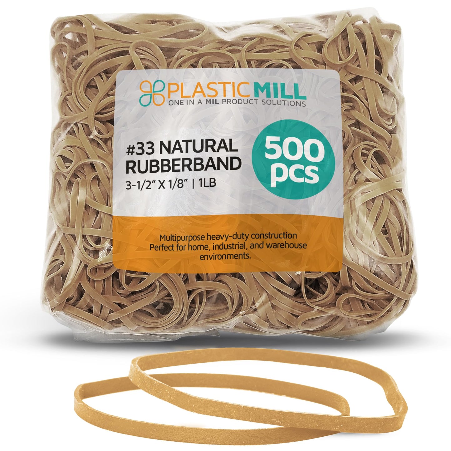 PlasticMill Rubber Bands - #33 Size - Red Rubberbands - 1LB/500 Count
