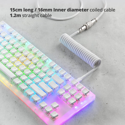 GUNMJO Pro Custom Coiled USB C Cable for Gaming Keyboard, Double-Sleeved Mechanical Keyboard Cable with Detachable Metal Aviator, 1.5M USB-C to USB-A, Carbon Black Color