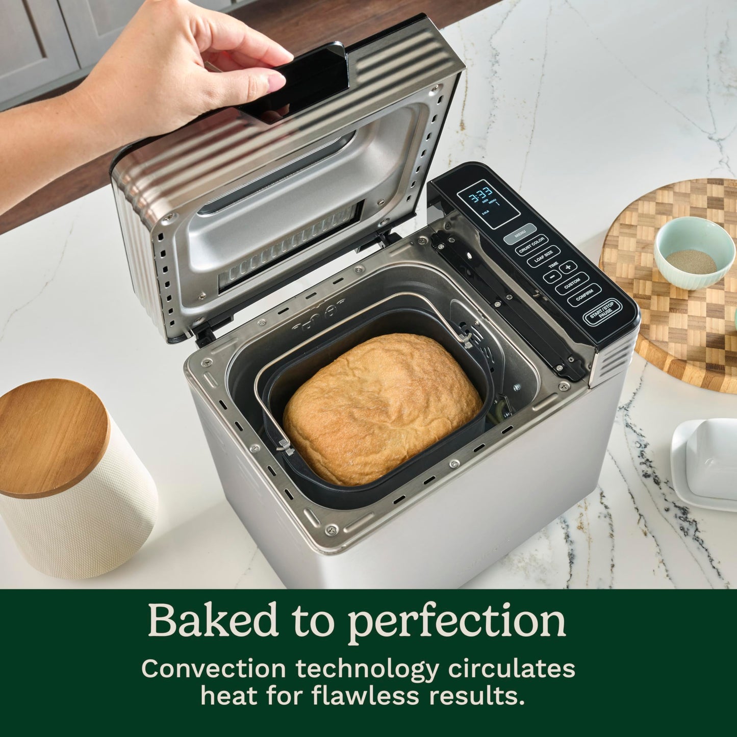 Cuisinart Bread Maker Machine, Stainless Steel Automatic Bread Machine with 12 Menu Options, 3 Loaf Sizes up to 2 Lb., 3 Crust Colors, Removable Nonstick Baking Pan & Kneading Paddle, CBK-110NAS