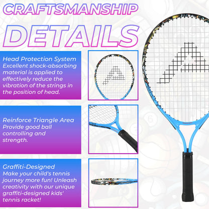 AMA SPORT Kids Tennis Racket for Junior Toddlers Starter Kit 17-25" Tennis Racquet for Girls and Boys with 420D Nylon Shoulder Strap Bag