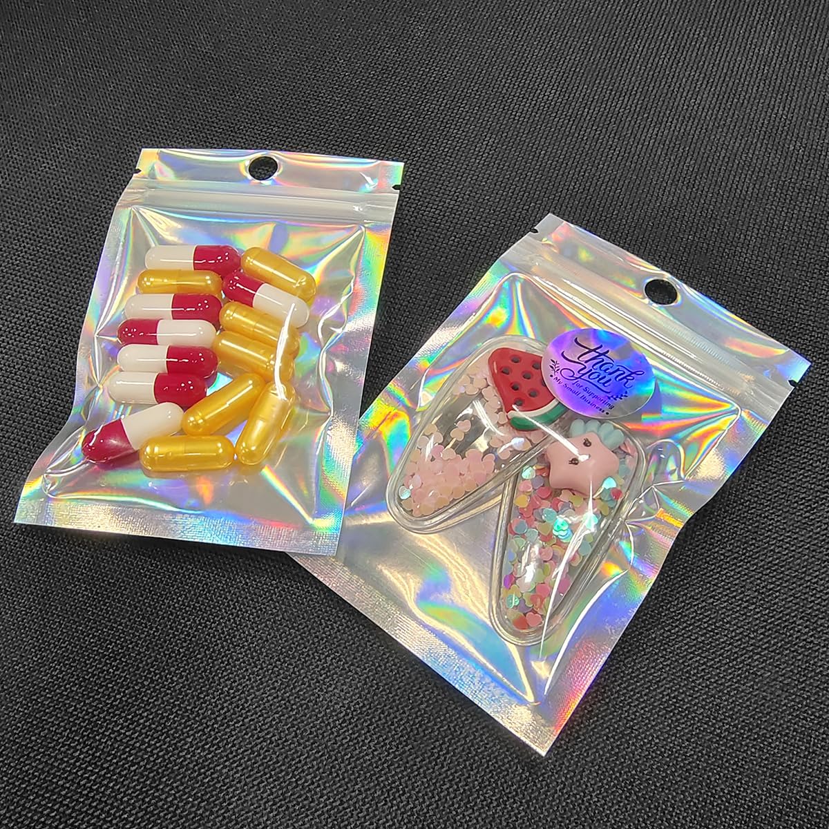Smell Proof Bags & Resealable Foil Pouch Mylar Sample Bag Great for Party Favor Food Storage (Holographic Color) (50pcs-6x9 inch)