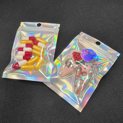 Smell Proof Bags & Resealable Foil Pouch Mylar Sample Bag Great for Party Favor Food Storage (Holographic Color) (50pcs-6x9 inch)