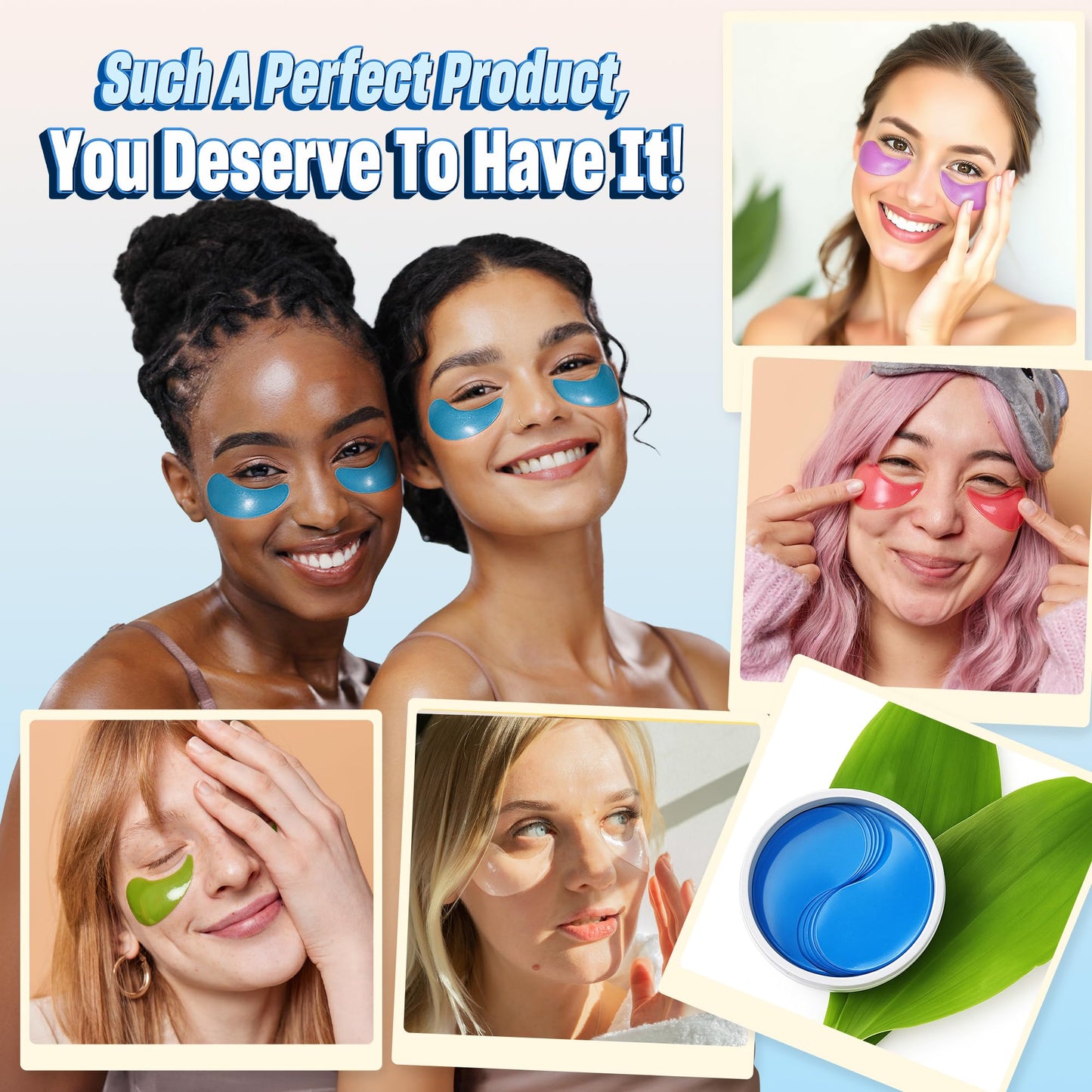 24K Gold Under Eye Patches - 60 Pack for Puffy Eyes, Dark Circles, Bags & Wrinkles with Collagen & Hyaluronic Acid - Eye Care Pads for Daily Skincare (Gold)