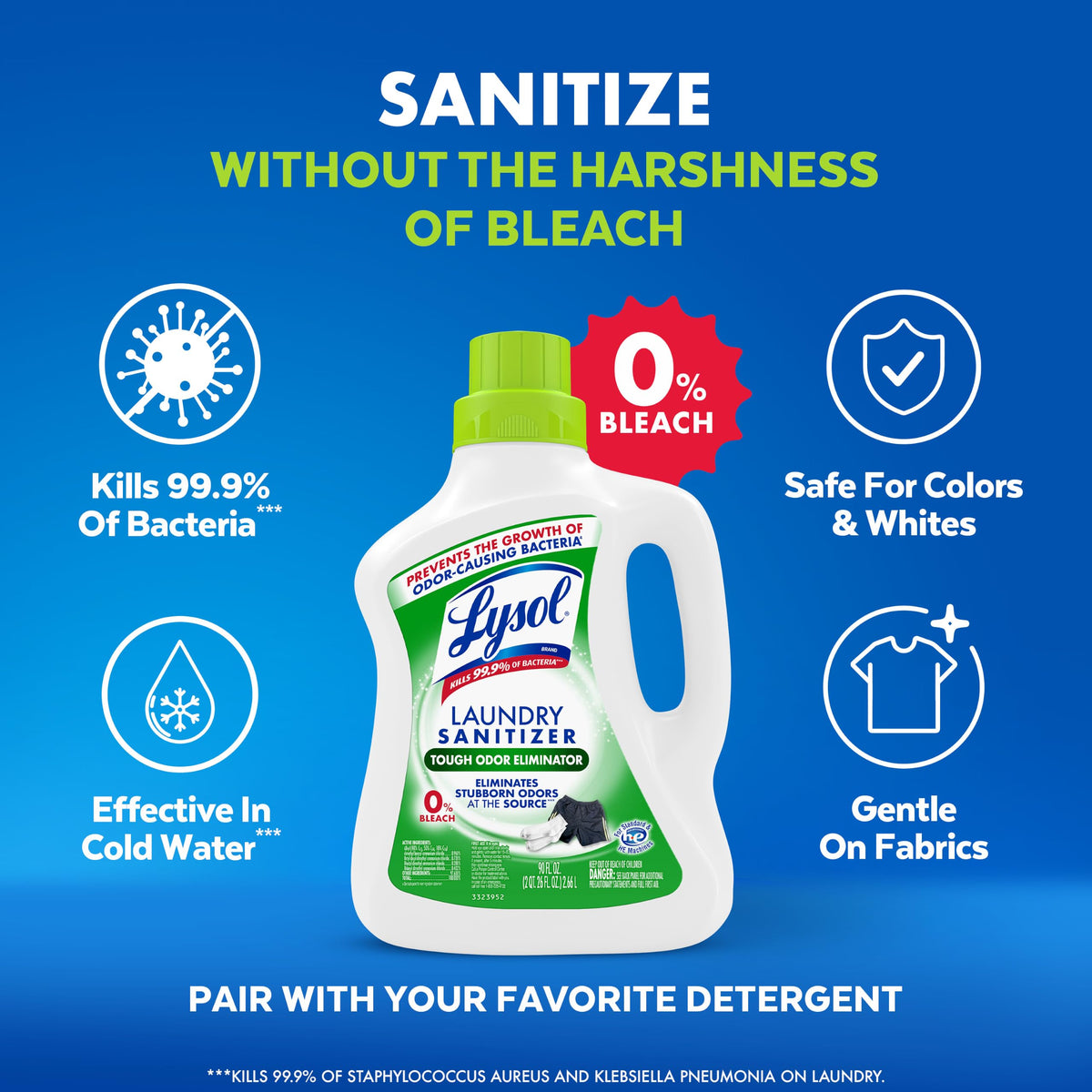Lysol Laundry Sanitizer Liquid, Detergent Additive, Lavender, 90oz