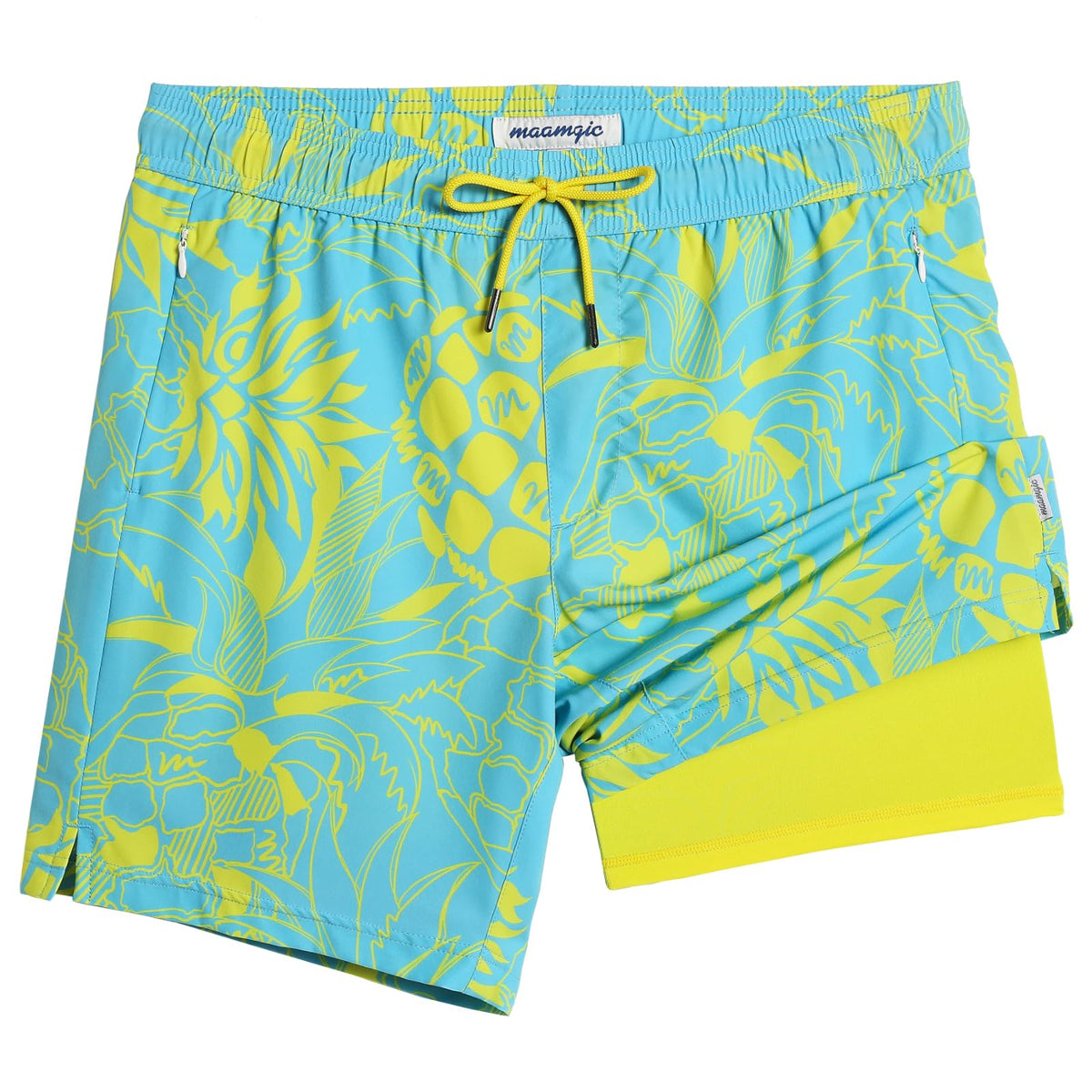 maamgic 2 in 1 Mens Swim Trunks 7 Inch Swim Shorts Swim Suits Board Shorts
