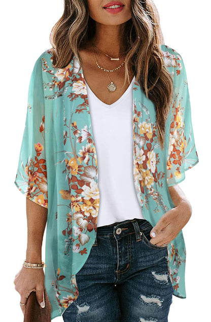 CHICGAL Womens Floral Kimono Cardigan Beach Cover Up Casual Summer Tops