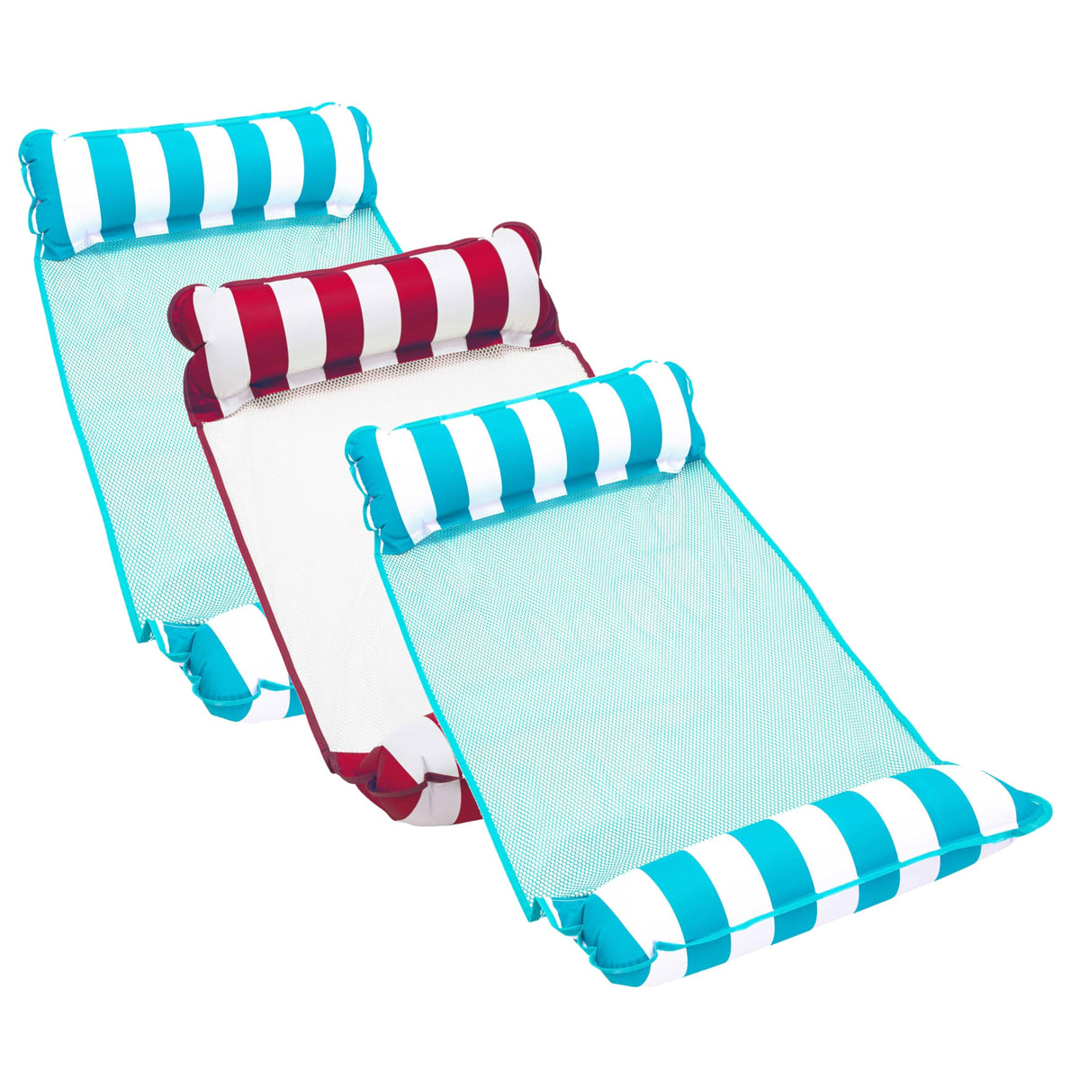 Aqua 4-in-1 Monterey Hammock Pool Float & Water Hammocks – 2-3-4 Multipacks – Multiple Colors/Styles – for Adults and Kids Floating