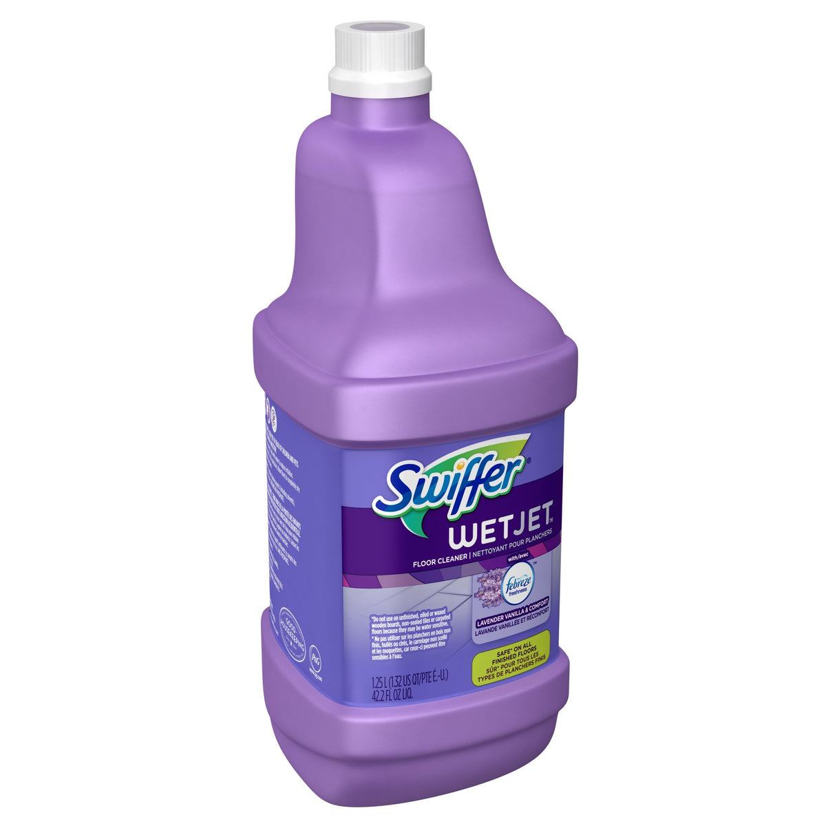 Swiffer WetJet Multi-Purpose Floor Cleaner Solution with Febreze Refill, Hardwood Floor Cleaner, Lavender Scent, 1.25 Liter -42.2 Fl Oz (Pack of 2)