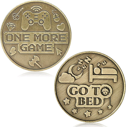 One More Game or Go to Sleep Gamer Decision Coin, Gifts for Gamer Boyfriend, Husband, Men, Gaming Accessories for Men, Game Gifts for Christmas, Valentine's Day, His Birthday