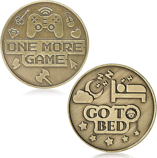 One More Game or Go to Sleep Gamer Decision Coin, Gifts for Gamer Boyfriend, Husband, Men, Gaming Accessories for Men, Game Gifts for Christmas, Valentine's Day, His Birthday