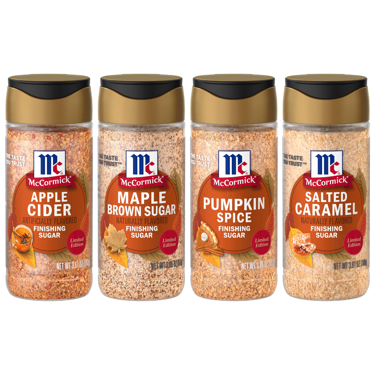 McCormick Finishing Sugar, Pumpkin Spice, Limited Edition, Sweet Blend of Warm Pumpkin Spices, The Perfect Finish for Cookies, Muffins, Pancakes, Bread, and More, 3.66 oz
