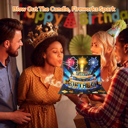 MZD8391 Pop Up Birthday Card with Music, Light, Firework For Men Women