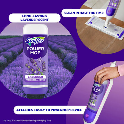 Swiffer Power Mop Refill Solution, Floor Cleaner for Mopping Tile, Vinyl, Laminate, Wood in Home, Bathroom, Kitchen, All Purpose Multi-Surface Solution for Floor Cleaning, Lavender Scent, 50.6oz