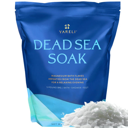 Dead Sea Bath & Foot Soak, Eucalyptus Magnesium Bath Salt Flakes, Alternative to Epsom Salt, 5lbs with Over 250,000mg of Elemental Magnesium Per Bag