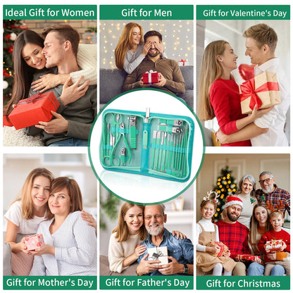 Manicure Set Professional Nail Clipper Kit-26 Pieces Stainless Steel Manicure Kit,Nail Care Tools with Luxurious Travel Case