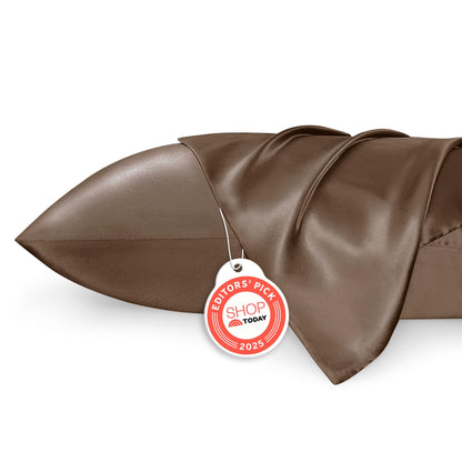 Bedsure Satin Pillowcase, Similar to Silk Pillow Cases Queen Size Set of 2, Cooling Pillow Case Covers with Envelope Closure, Room Decor Valentine Gifts for Women Men, Silver Grey, 20x30 Inches, 2pcs