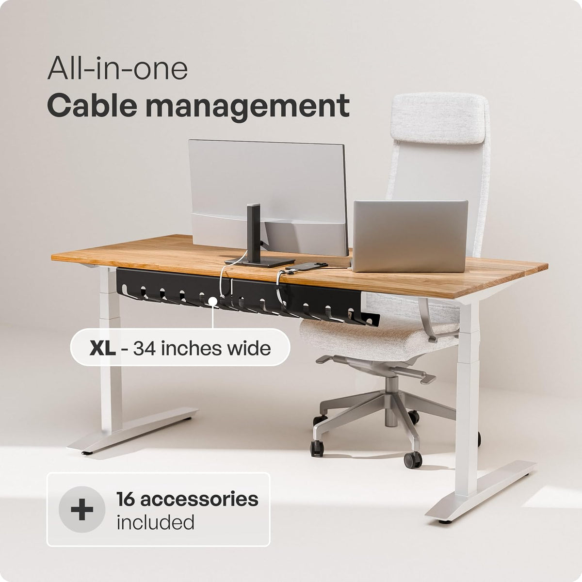PAMO Cable Management Under Desk, Set of 2 - Black