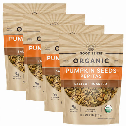 Good Sense Roasted Salted Organic Pumpkin Seeds, 6 Ounce