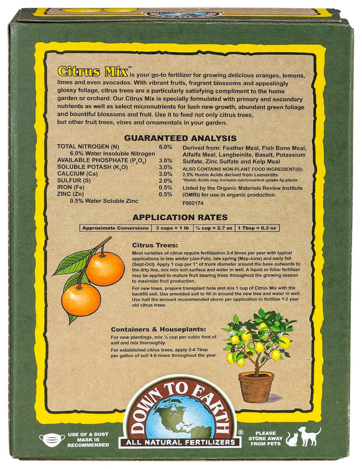 Down To Earth All Natural Fertilizers Organic Citrus Mix - 6-3-3, 1 lb