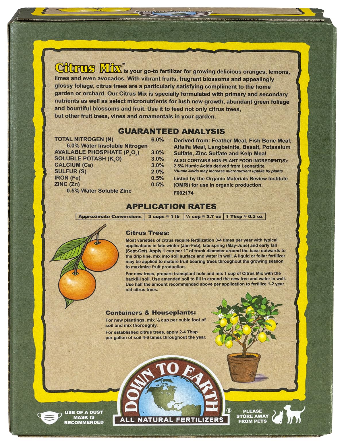 Down To Earth All Natural Fertilizers Organic Citrus Mix - 6-3-3, 1 lb