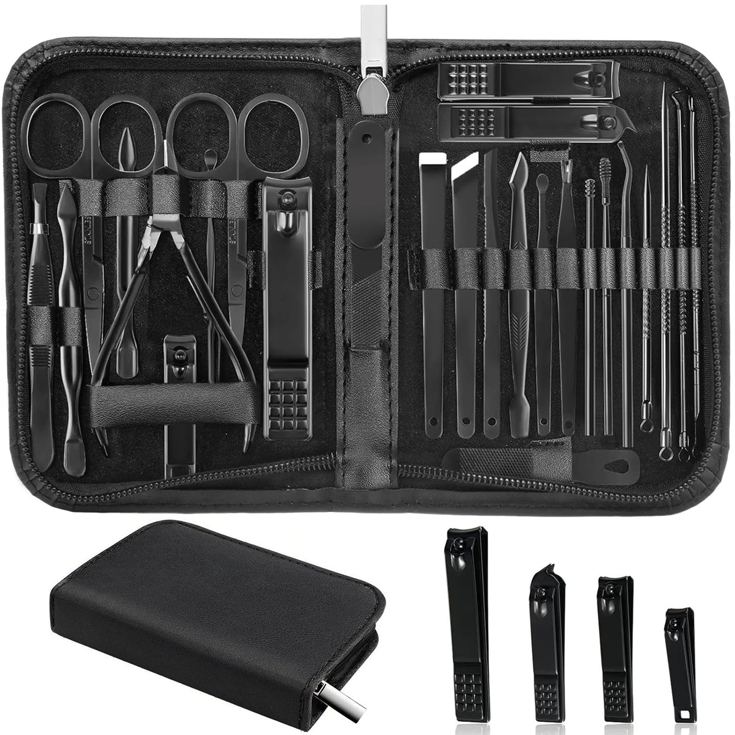 Manicure Set Professional Nail Clipper Kit-26 Pieces Stainless Steel Manicure Kit,Nail Care Tools with Luxurious Travel Case