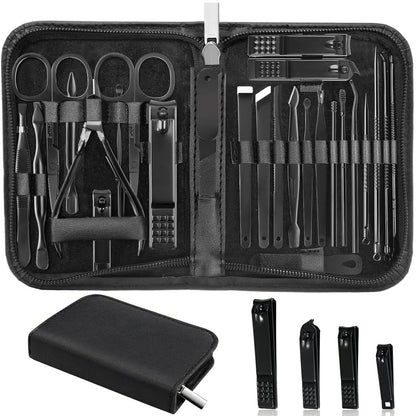 Manicure Set Professional Nail Clipper Kit-26 Pieces Stainless Steel Manicure Kit,Nail Care Tools with Luxurious Travel Case